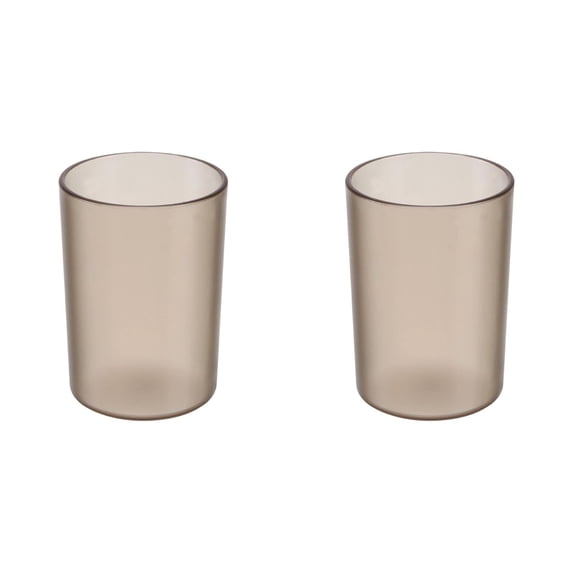 Plastic Toothbrush Cups 2 Pack, Unbreakable Bathroom Tumblers for Mouthwash, Stackable Reusable Cups with Comfortable Grip Dishwasher Safe - Blue/Green/Amber/Pink for Home Travel
