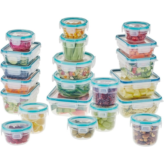 Plastic Total Solution (21-Pack) Large Food Storage Containers Set, Meal Prep Containers with Plastic BPA-Free Lids & 4 Locking Tabs, Microwave, Dishwasher, and Freezer Safe