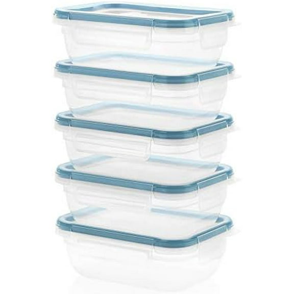 Plastic Total Solutions (5-Pack, 3 Cup) Food Storage Containers Set, Airtight & Leakproof Plastic Locking BPA-Free Lids Tupperware, Freezer Dishwasher Microwave Safe