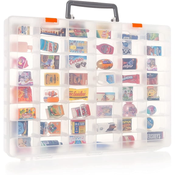Plastic Toy Storage Case Compatible with Mini Brands Collector Toys, Shopkins, Real Littles, and LOL Surprise Series 1, 2, 3, 4, Collectible Compartments for Miniatures, Travel Friendly