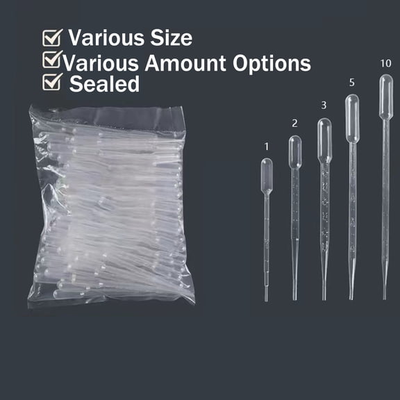 Plastic Transfer Pipettes 1/3/5/7/10ML,Essential Oils Pipettes,Graduated, Makeup Tool
