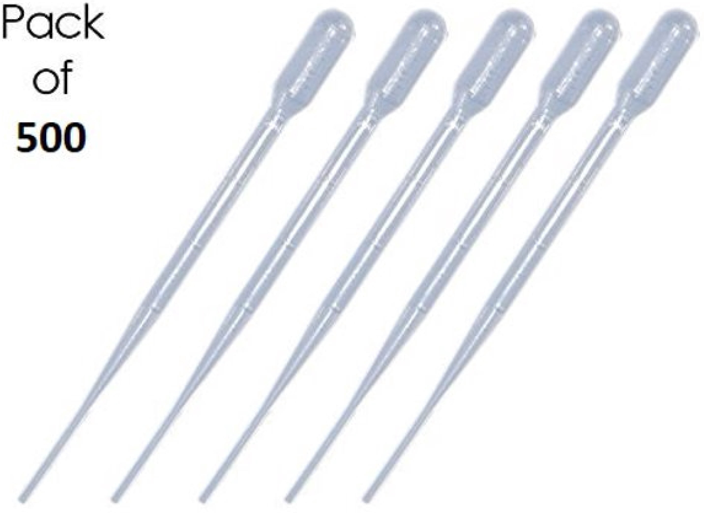 Plastic Transfer Pipettes, 5mL Capacity-Graduated to 1mL- Large Bulb, Non-Sterile, 500 pcs/Dispenser Box by BioRx Sponix