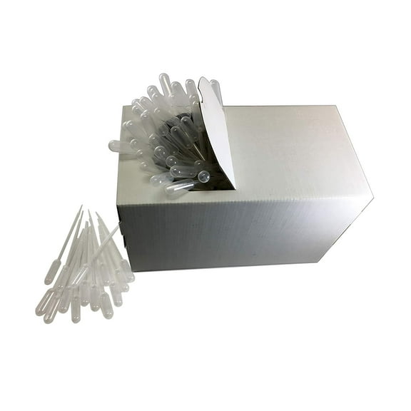 Plastic Transfer Pipettes 7mL Capacity-Graduated to 3mL (Pack of 500) Short Bulb, Non-Sterile, Dispenser Box by BioRx Sponix