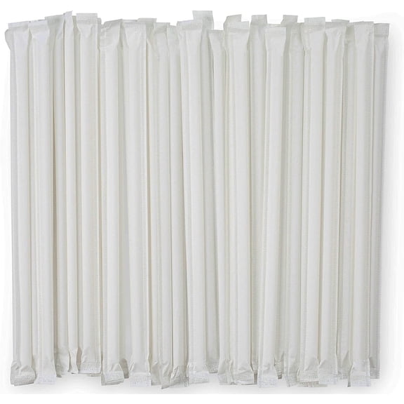 8.75-Inch Translucent Plastic Drinking Straws, Individually Paper-Wrapped – 300 Count