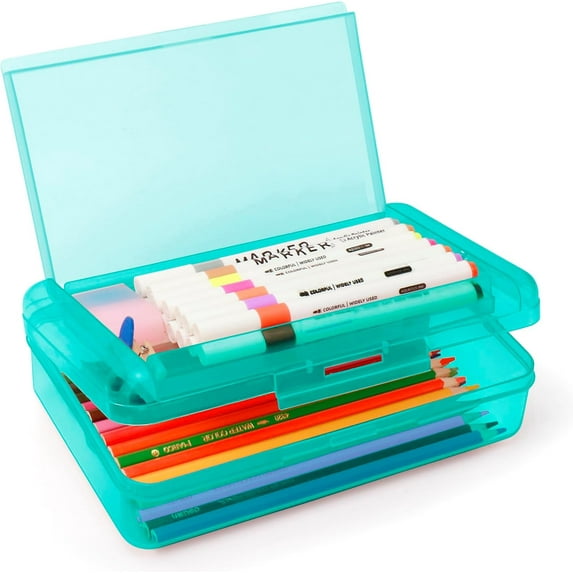 Plastic Translucent Pencil Box,Pencil Cases with Snap-Tight Lid for Pens, Pencils, Pen Organizer,Office Supplies, 1 Pack, Standard Size