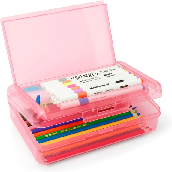 Plastic Translucent Pencil Box,Pencil Cases with Snap-Tight Lid for Pens, Pencils, Pen Organizer,Office Supplies, 1 Pack, Standard Size
