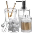 Plastic Transparent Bathroom Accessory Set Includes 4 Pieces Soap