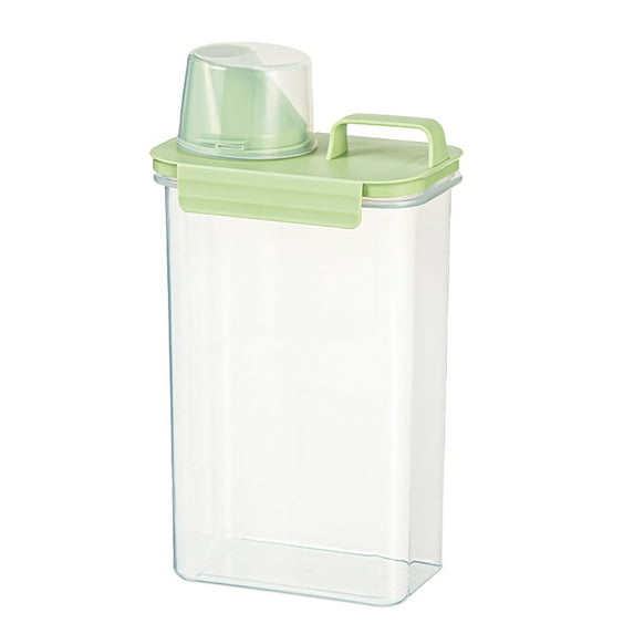 Plastic Transparent Large Sealed Storage Jar, Green, for Rice Grains Cereals Pasta, Kitchen Pantry Organization with Double Layer Seal and Pour Spout (1 Pc)