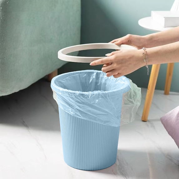 Plastic Trash Can 3 Gallon Waste Bin with Inner Ring Striped Design, Compact Garbage Container for Kitchen Bathroom Bedroom Office Use