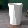 thumbnail image 1 of Plastic Trash Can Bathroom, 9.4" x 8.26" Modern Geometric Open Top Trash Can Decorative Waste Bin Stylish Garbage Container for Living Room Household Storage Bin (White), 1 of 6