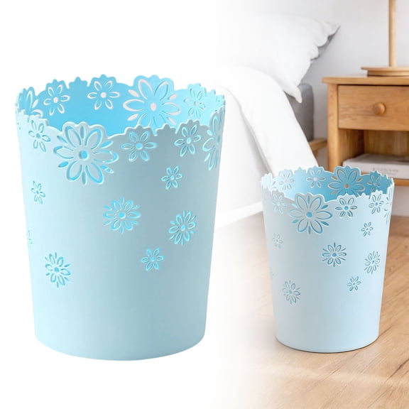 Plastic Trash Can Open Top Garbage Bin for Kitchen Bathroom Washroom Office Use Lightweight Space Saving Household Waste Container,trash can,Blue M,1PC