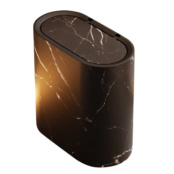 Plastic Trash Can With Press Top Lid Double Barrel Waste Basket Rectangular Garbage Bin For Bathroom Bedroom Kitchen Office(Black-29X29.5Cm)