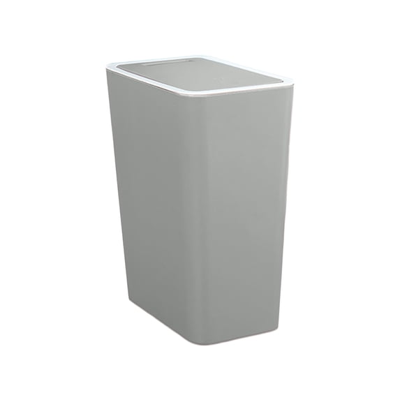 Plastic Trash Can with Lid, Garbage Can with Press Top, Small Trash Can Dog Proof, Waste Basket for Bathroom|Kitchen|Bedroom|Office Gray