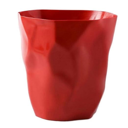 Plastic Trash can, Irregular Geometric Trash can, Garbage Container, Kitchen Trash can, Red S