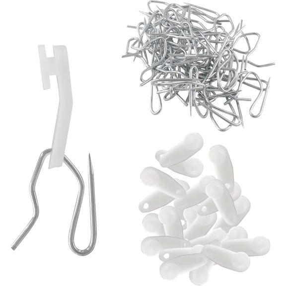 Plastic Traverse Rod Slides & Metal Curtain Hooks, Curtain Track Gliders & Drapery Hook Pins Window Curtain Accessories