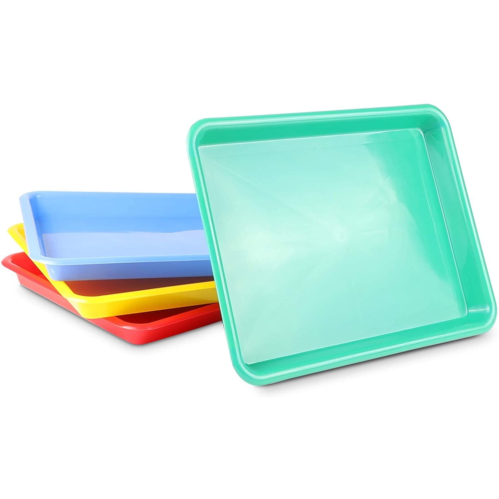 Plastic Trays for Kids Arts and Crafts, 4 Colors (13.4 x 10 x 1.2 in, 4