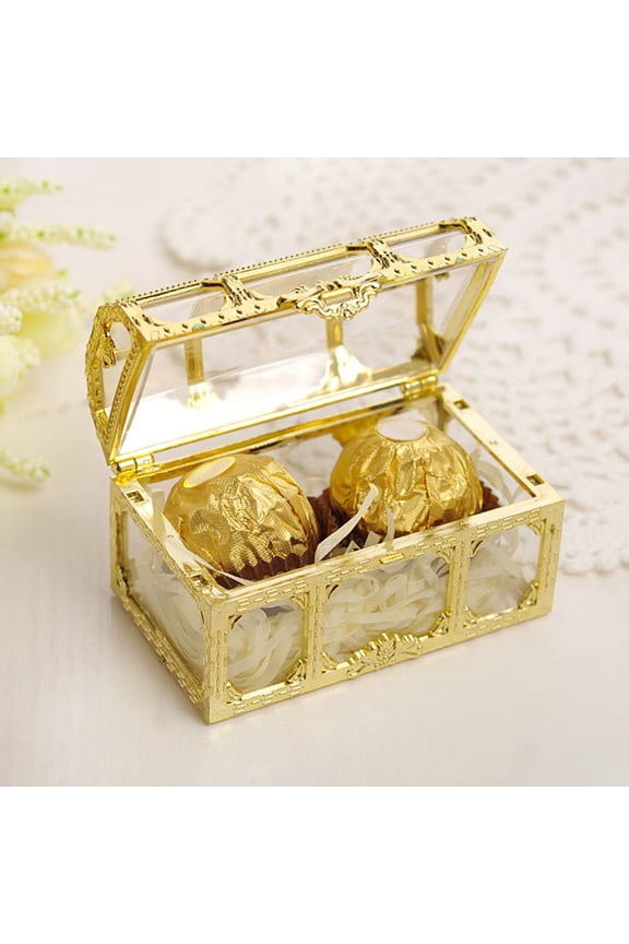 Plastic Treasure Box Candy Gift Jewelry Organizer DIY Trinket Storage Container Gold Plastic