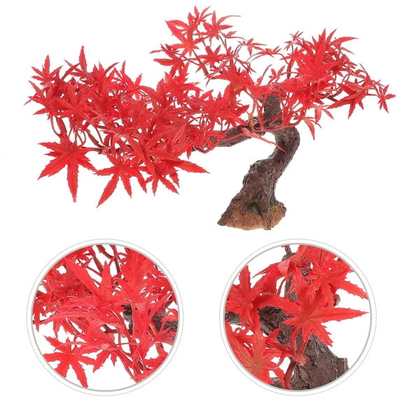 ETEREAUTY Miniature Bonsai Tree Faux Red Resin for DIY Decoration 1Set