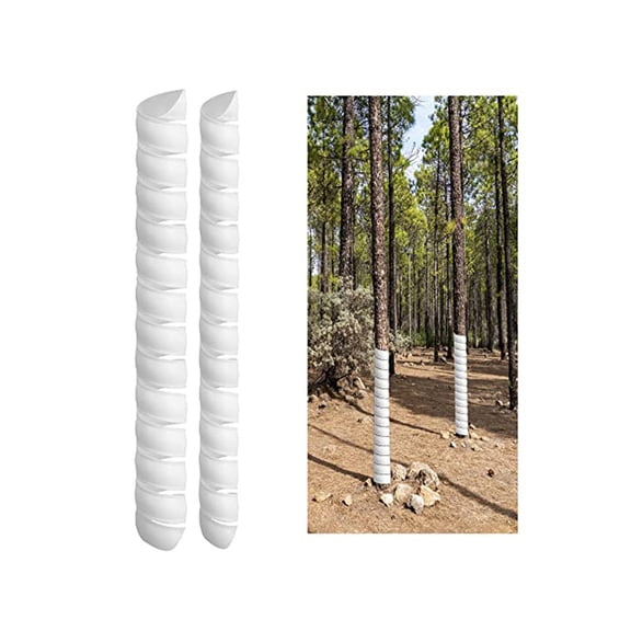 Plastic Tree Trunk Protector Wrap - Squirrel Mouse Bites Deterrent - Rotating Bark Guard Tape for Young Trees - Garden Plants Saver Tube for Weed Animal Weather Protection - 2 Pack