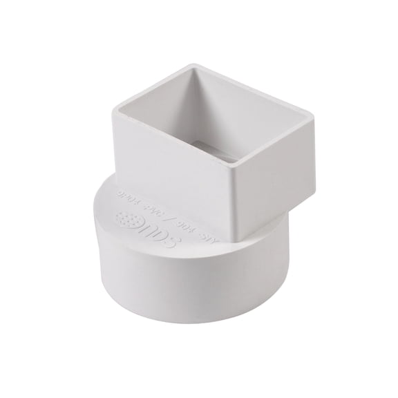 NDS 9P04 PVC Offset Downspout Adapter, Connects 2X3-Inch Downspout to 4-Inch Sewer and Drain Pipe, White