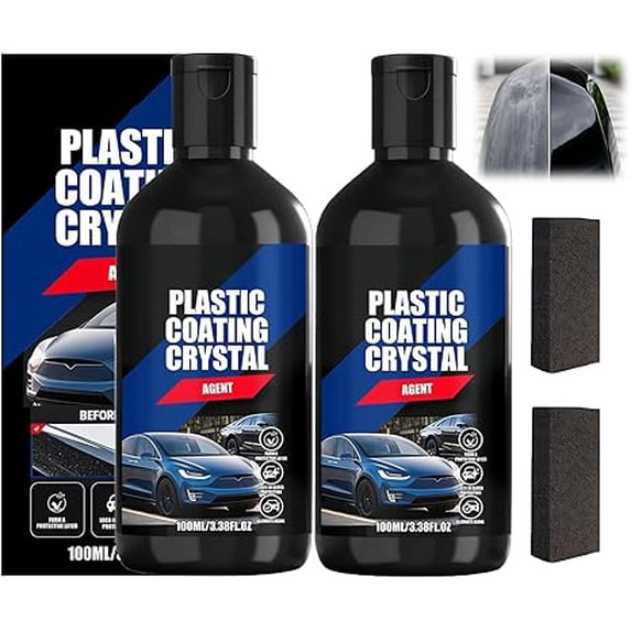 Plastic Trim Restorer & Coating Agent - Quick Car Plastic Interior Scratch Remover, Automotive Plastic Restorer, Black Trim Restorers & Scratch Remover for Vehicles (2PC)