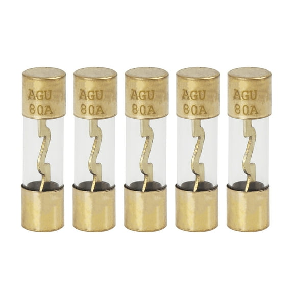 Plastic Tube Fuse 80 Amp Gold Tone Plated AGU Fuses for Car Auto 5pcs