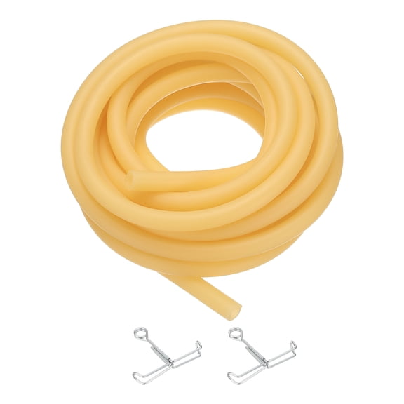 Plastic Tubing, 6mmx12mmx5m Vinyl Tubing Tube with Hose Clamps, Soft Hose Line Pipe for Multipurpose Industrial Vinyl Aquarium, Yellow