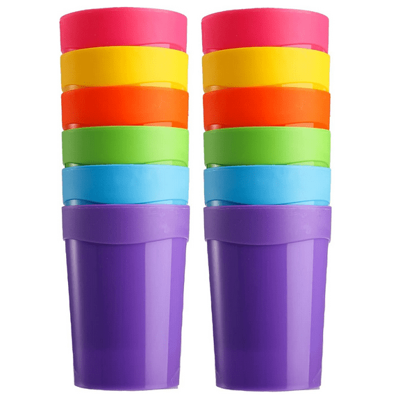 Plastic Tumblers, 13.5-ounce Reusable Break-Resistant BPA-Free Plastic Cups for Parties, Events, Marketing, Weddings in 6 Assorted Colors,12 Pack