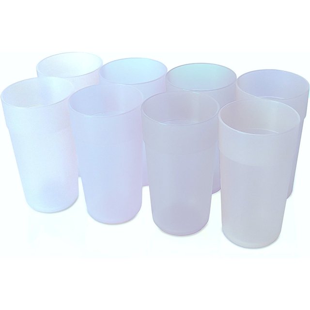 Plastic Tumblers 14oz, 8 Pcs Drinking Glasses, Stackable Cups