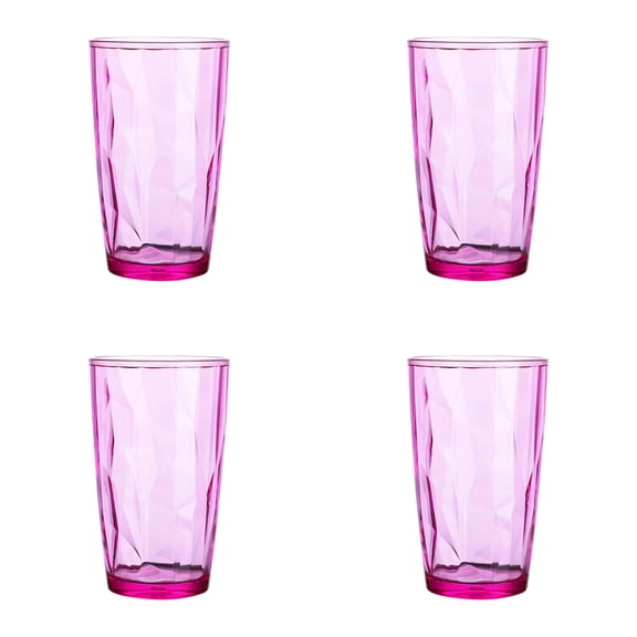 Tumblers Drinking Glasses Set of 4, Clear Acrylic Drinking Cups Glasses Beverage Cups Tumbler for Poolside Party, Stackable, Dishwasher Safe, Easy to Clean, Large Capacity