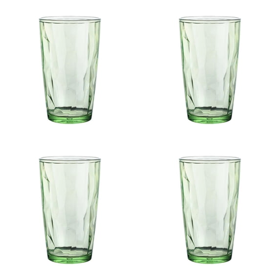 Plastic Tumblers Drinking Glasses Set of 4, Acrylic Drinking Cups Wine Glasses Beverage Cups Tumbler for Poolside Party, Stackable, Dishwasher Safe, Easy to Clean, Large Capacity
