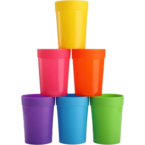 Plastic Tumblers Reusable Plastic Drinking Cups, Set of 12 Unbreakable BPA Free Dishwasher Safe for s Adults Home Party Cups Indoor Outdoor Use, 6 Colors