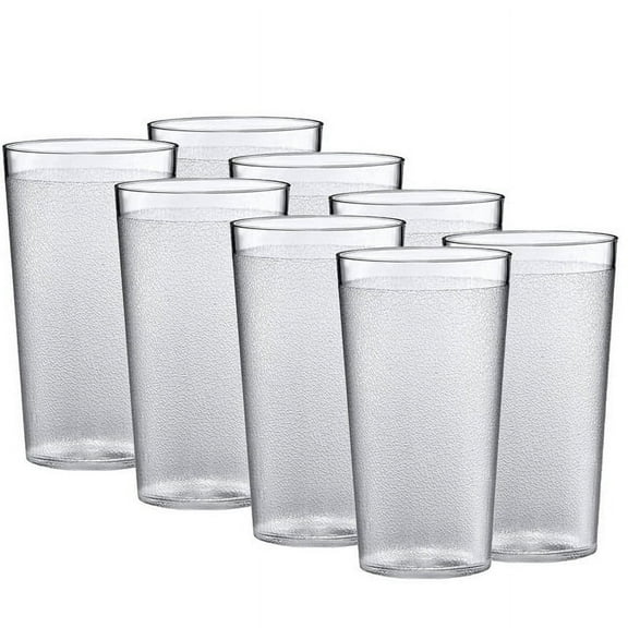 Plastic Tumblers Set Of 8,Plastic Drinking Glasses ,16 OZ Clear Plastic Cups Dishwasher Safe Tumbler Cups Reusable Set,Restaurant Style Drinking Glasses for Kitchen Party Unbreakable Kids Cups