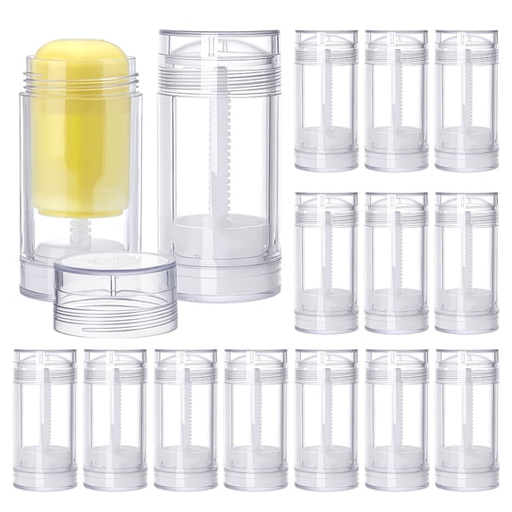 Plastic Twist Up Deodorant Bottles Refillable Bottom Refilling Round Stick Column Clear 36x78mm Capacity: 30ml(1.01fl. oz)