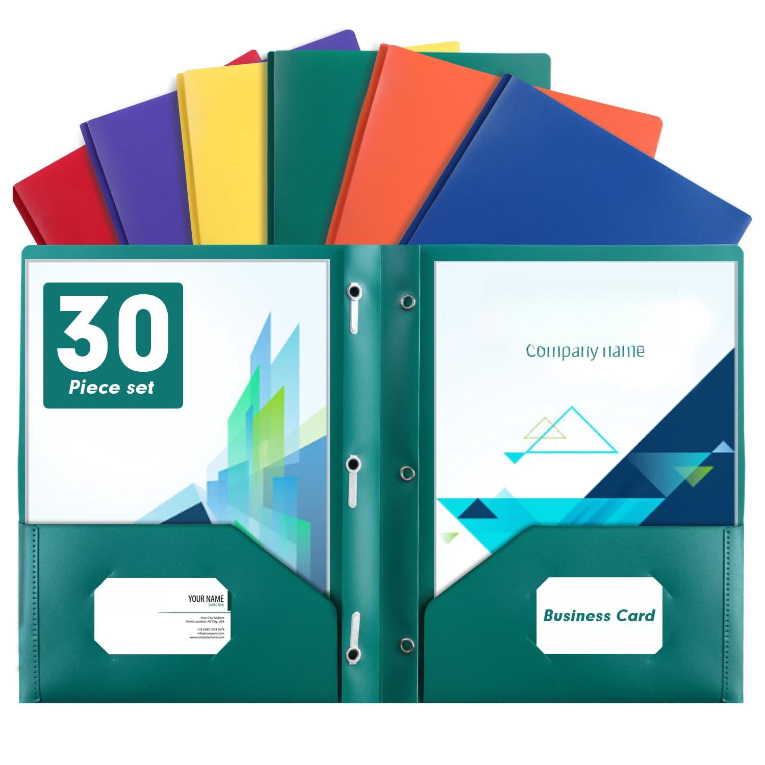 Plastic Two Pocket Folders With Prongs  30 Pack Heavyweight Letter Size Pockets And Poly For Office & School