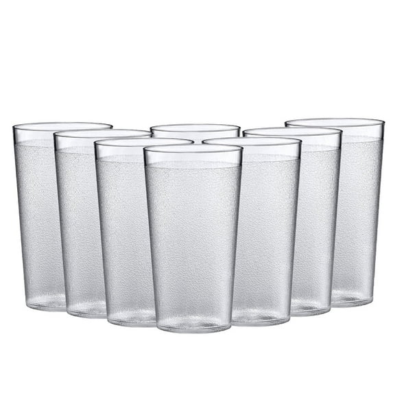 Plastic Unbreakable Tumblers Cups 12oz, Set of 8 Plastic Drinking Glasses, NOGIS Restaurant-Style Tumblers, Commercial-Grade Cups, Stackable, BPA-Free, Shatter-Proof, Dishwasher-Safe, Clear