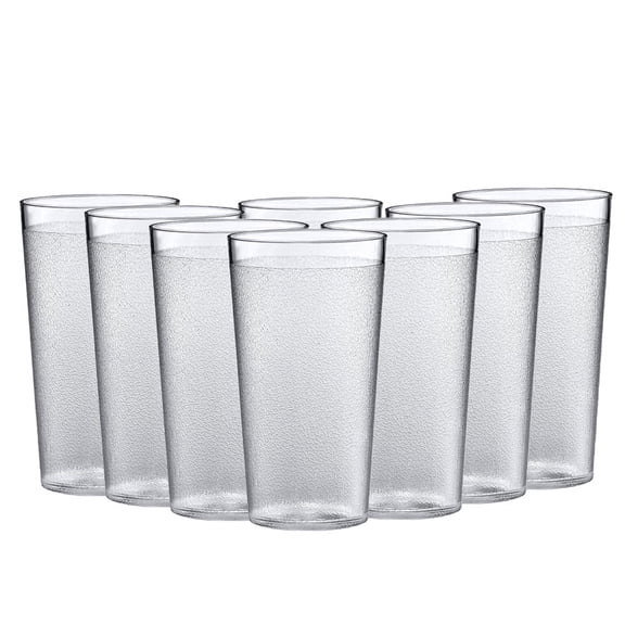 Plastic Unbreakable Tumblers Cups 12oz, Set of 8 Plastic Drinking Glasses, NOGIS Restaurant-Style Tumblers, Commercial-Grade Cups, Stackable, BPA-Free, Shatter-Proof, Dishwasher-Safe, Clear