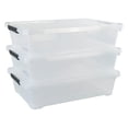 thumbnail image 1 of Plastic Underbed Storage Box, 40 Quart Clear Shallow Box with Wheels Set of 3, 1 of 7