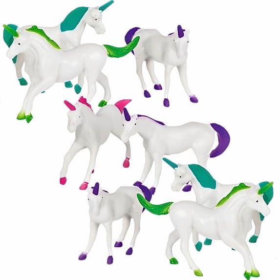 Unique Plastic Unicorn Figurine Party Favors Assorted (Pack of 6)