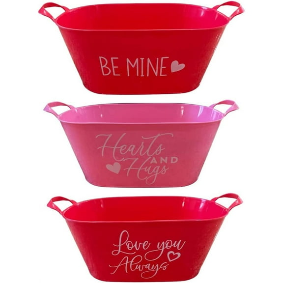 Love You Plastic Oval Gift Basket Red Valentines Day