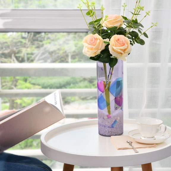Plastic Vase 11.8"×3.9" Translucent Cylinder Vase Durable Flower Vase Storage Bottle for Modern Home Wedding Decor Colorful Pills
