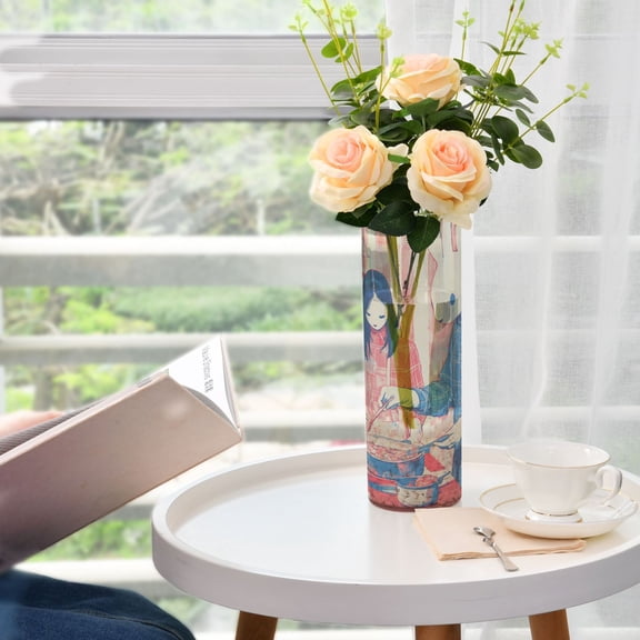 Plastic Vase 11.8"×3.9" Translucent Cylinder Vase Durable Flower Vase Storage Bottle for Modern Home Wedding Decor Cooking Scene