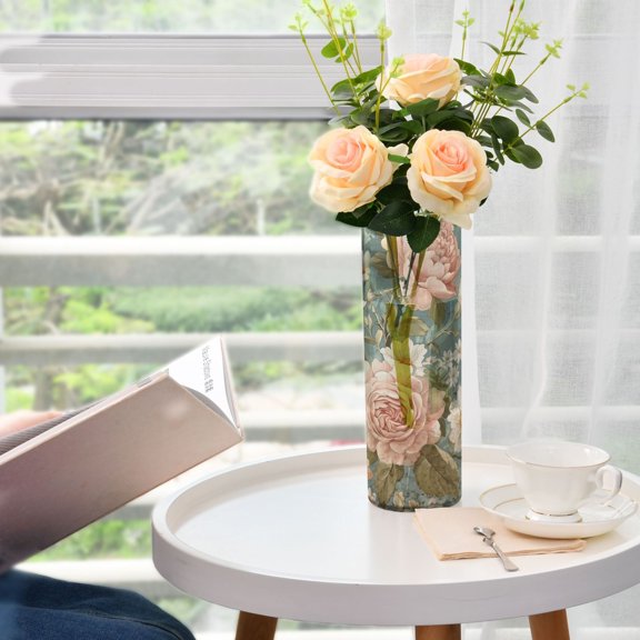 Plastic Vase 11.8"×3.9" Translucent Cylinder Vase Durable Flower Vase Storage Bottle for Modern Home Wedding Decor Daisies and Lilies