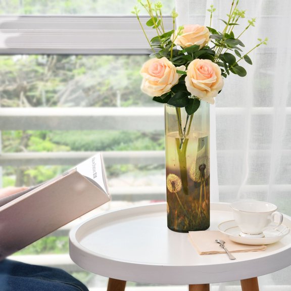 Plastic Vase 11.8"3.9" Translucent Cylinder Vase Durable Flower Vase Storage Bottle for Modern Home Wedding Decor Lots Of Dandelions