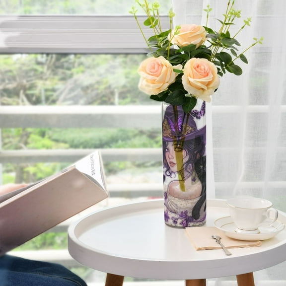 Plastic Vase 11.8"3.9" Translucent Cylinder Vase Durable Flower Vase Storage Bottle for Modern Home Wedding Decor Purple Sorceress