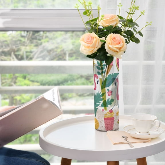 Plastic Vase 11.8"3.9" Translucent Cylinder Vase Durable Flower Vase Storage Bottle for Modern Home Wedding Decor Tropical Elements Icon