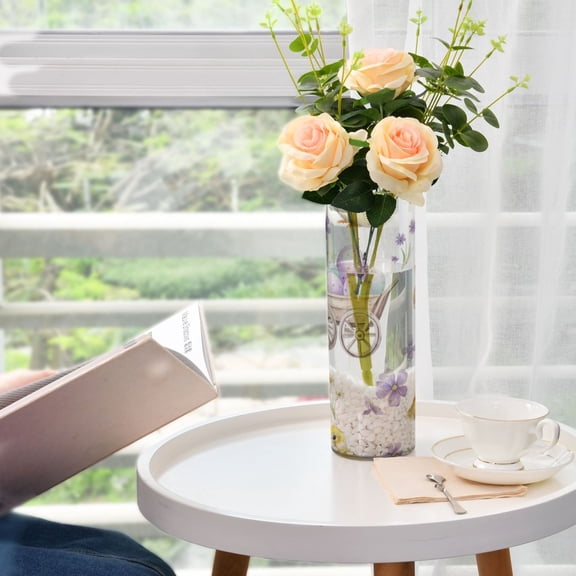 Plastic Vase 11.8"3.9" Translucent Cylinder Vase Durable Flower Vase Storage Bottle for Modern Home Wedding Decor Watercolor Easter Elements