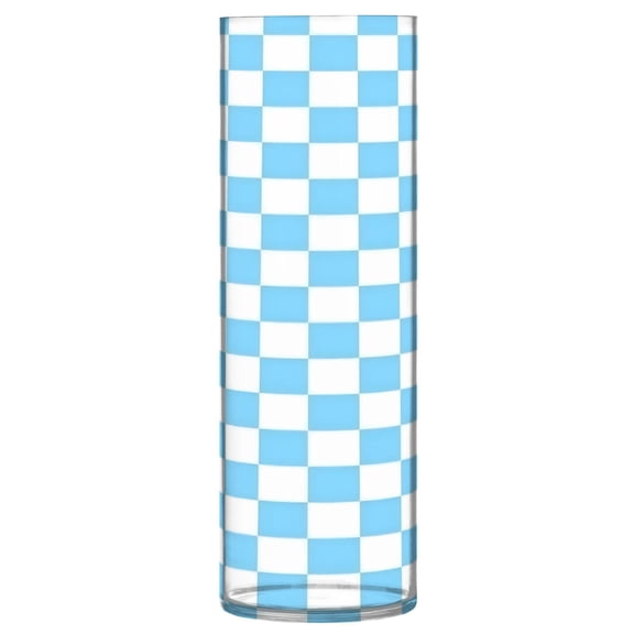 Plastic Vase 11.8"3.9" Translucent Cylinder Vase Durable and Unbreakable Flower Vase Storage Bottle for Home Decor, Party, Wedding Blue Checkerboard