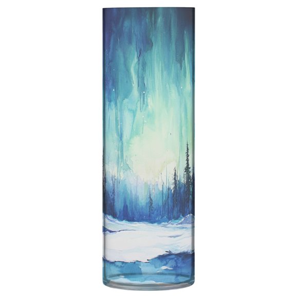 Plastic Vase 11.8 x 3.9 Inch Vase Transparent Non-Breakable Plastic Ornamental Culture Bottle Storage Jar Modern Family Wedding Decoration Aurora in The Forest