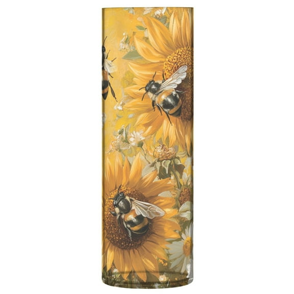 Plastic Vase 11.8 x 3.9 Inch Vase Transparent Non-Breakable Plastic Ornamental Culture Bottle Storage Jar Modern Family Wedding Decoration Big Yellow Bee